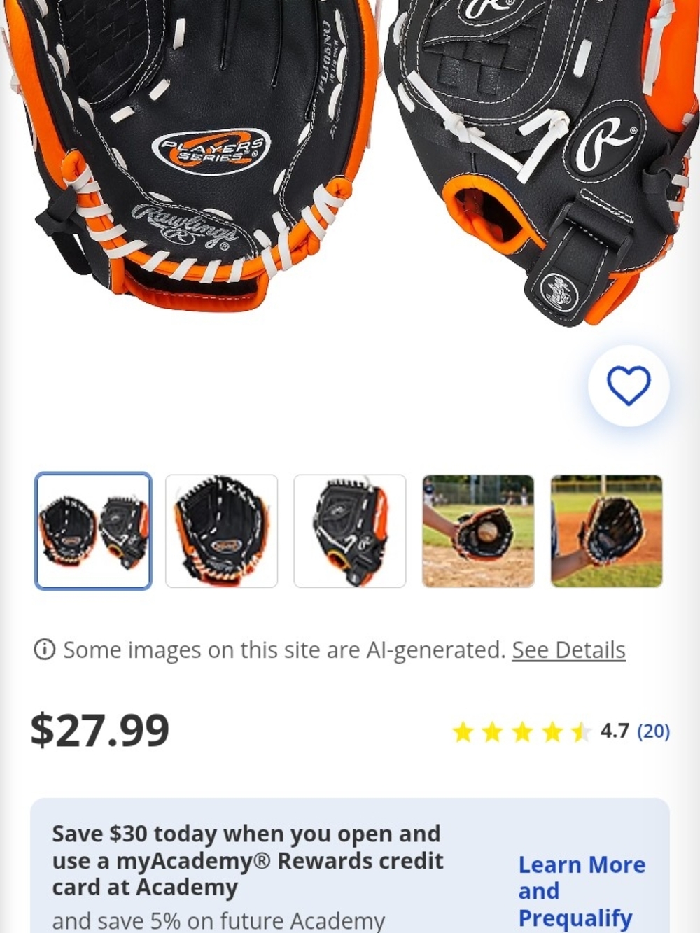 Rawlings Black & Orange Youth Baseball Glove 10.5in - Right Hand Throw - Picture 9 of 9